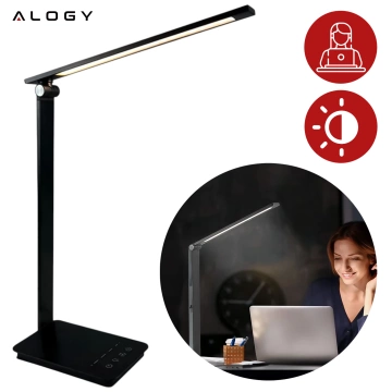 Alogy LED-Schreibtischlampe mit USB-Ladeanschluss, faltbar, Schwarz