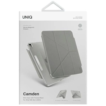Etui na tablet UNIQ Camden do Pad 11 gen. (2025) / iPad 10 gen. (2022) szary/grey fossil Antimicrobial