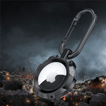 TpuCarbon Hülle ein Schlüsselanhänger mit Karabiner für Apple AirTag Black