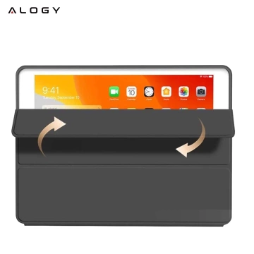 Etui do Apple iPad 10.2" 9/8/7 Gen (2021/2020/2019), Ochronne Smart Case z Klapką i Podstawką, Odporne TPU, Wzmocnione Narożniki, Alogy BookGuard™ – Czarne