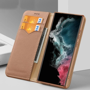 Etui ochronne Dux Ducis Hivo do Samsung Galaxy S23+ pokrowiec z klapką portfel podstawka blokada RFID brązowe