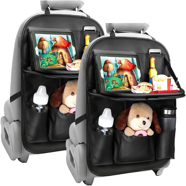 2x Auto Organizer Auto Reisetisch Autositzschutz Rücksitzlehne Sitz Alogy Schwarz