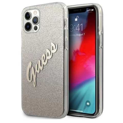 Guess GUHCP12LPCUGLSGO iPhone 12 Pro Max 6,7" złoty/gold Hardcase Glitter Gradient Script