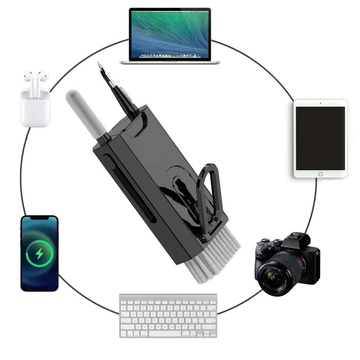 Multifunktionaler Reiniger Alogy Cleaner Set 8-in-1-Kopfhörer-Tastatur-Bildschirm-Reinigungsset für Telefone, Laptops, Computer Schwarz