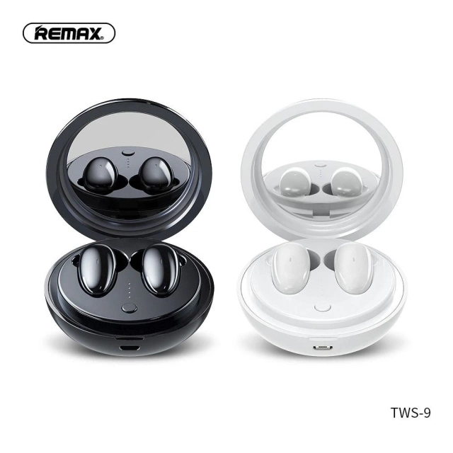 Słuchawki bezprzewodowe Bluetooth 5.0 z Etui, Lusterkiem, Białe REMAX TWS-9