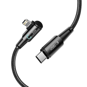  Kabel przewód kątowy USB Typ C - Lightning  UltraBoost "L" 20W/3A 100 cm Szary