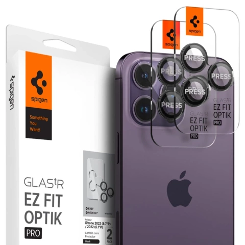 Spigen Optik.tR "EZ FIT" Kameraschutz 2er-Pack für Apple iPhone 14 Pro / 14 Pro Max Schwarz