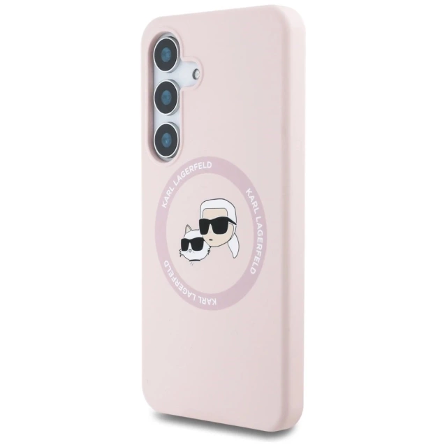 Etui do Samsung Galaxy S25 Plus Różowy Karl Lagerfeld Silicone Double Heads And Circle MagSafe