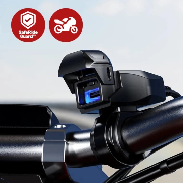 Ładowarka Motocyklowa Kewig USB-C 36W, Szybkie Ładowanie QC, Wodoodporna IP65 z Wyłącznikiem i Podświetleniem LED, Montaż na Kierownicy, do Telefonu, Kamerki, Interkomu – Czarna