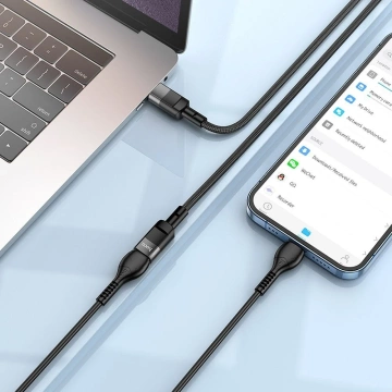 HOCO Adapter OTG Typ C (Męski) Do Typ C (Żeński) 3A U107 1,2 M Czarna