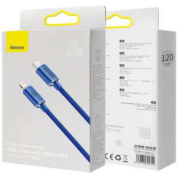 Kabel 1.2m Baseus Crystal Shine USB-C Type C do Lightning PD 20W Niebieski