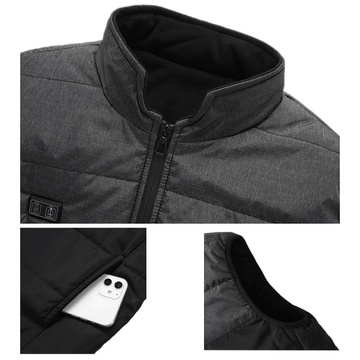 Beheizte Weste, beheizbar, für Damen und Herren, gesteppt, ärmellos, elektrische Jacke, Unisex, Größe L, Winter, warm, Schwarz, Grau