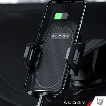 Uchwyt samochodowy do telefonu do auta 3w1 Alogy na szybę do kratki na deskę rozdzielczą kokpit Czarny + Kabel USB-C 2.4A 1m