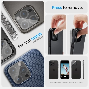 2 x Osłona Aparatu Spigen Optik.TR ”Ez Fit” Camera Protector do iPhone 14 Pro / Pro Max / 15 Pro / Pro Max Crystal Clear