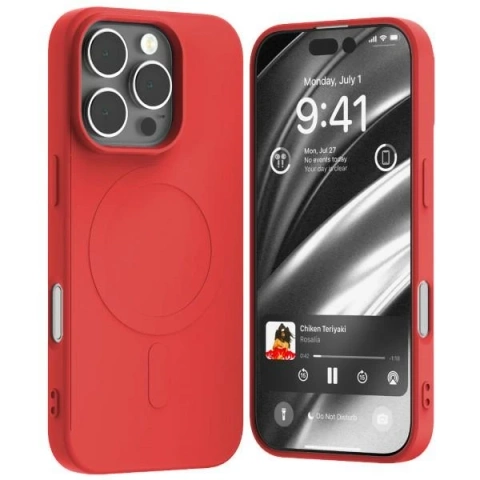 Mercury MagSafe Halbsilikonhülle für iPhone 16 Pro 6,3" Rot