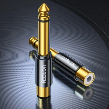 Adapter UGREEN przejściówka  jack 6,35 mm (męski) na RCA (żeński) złoty (AV169 80731)