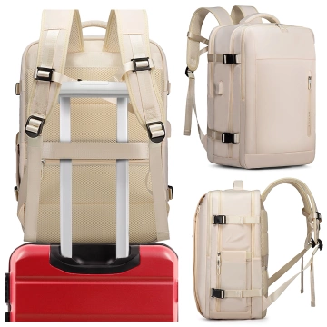 Bange wasserdichter Rucksack für 15,6-Zoll-Laptop, Stadtreisender, 45 x 30 x 16 cm, für Arbeit, Flugzeug, Herren, Damen, mit USB-Anschluss Schwarz