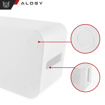 Kabel-Organizer, Schreibtisch-Bodenbehälter für Kabel, Lamellen, Alogy Box M, 31 cm, Weiß