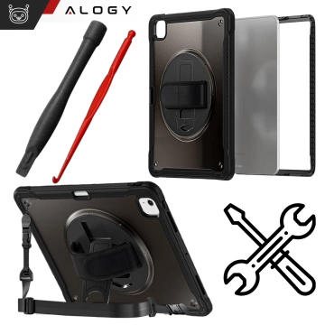 Etui pancerne 360 z miejscem na rysik do Apple iPad Air 11" (2024,2025) / Air 10.9" (2020,2022) / Pro 11 (2018) Alogy Pirate 360 Case obudowa na tablet Czarne