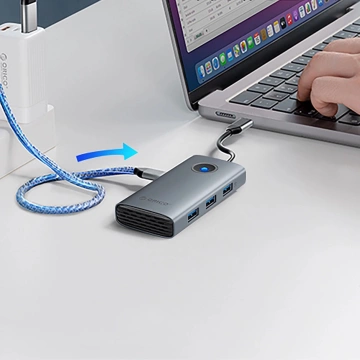 Hub USB-C Orico PW11-6P 6w1 HDMI PD USB 3.0 Szary Aluminiowy