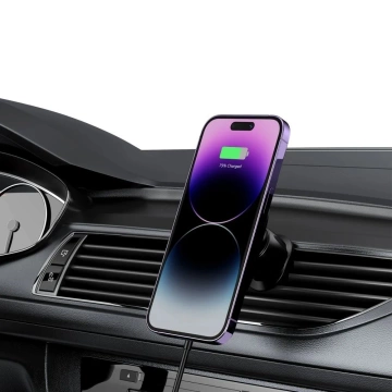 Uchwyt samochodowy indukcyjny magnetyczny MM15W-V1 Magnetic MagSafe Vent Car Mount Wireless Charger 15W do kratki Czarny