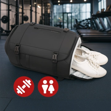 Plecak wodoodporny Bange 28L na laptopy do 17.3" – pojemny i wygodny, miejski i podróżny do pracy i samolotu, z wodoodporną kieszenią na kosmetyki i komorą na buty – Czarny