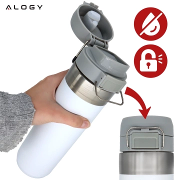 Kubek termiczny Termos Alogy ThermoGo™ 800ml Stalowy Szczelny Pakowny Podróżny do Kawy i Herbaty Sportowy Długo Trzymający Ciepło do Auta i Plecaka Biały
