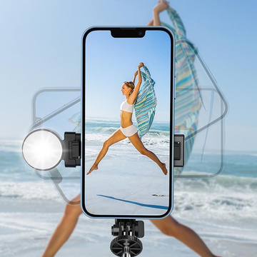 Selfie-Stick Handyhalter Stativring LED-Stativ mit Bluetooth-Fernbedienung Schwarz