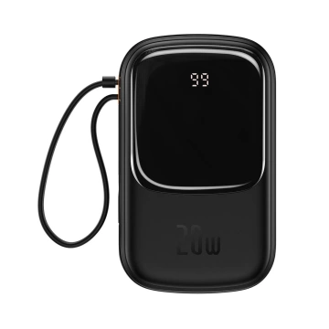 Powerbank mit Schnellladefunktion Baseus Qpow Digital Display 20000mAh 20W QC/PD/SCP/FCP mit integriertem Lightning-Kabel schwarz