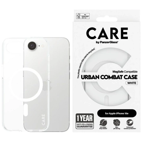 Etui do iPhone 16e CARE by PanzerGlass Flagship Urban Combat White QI
