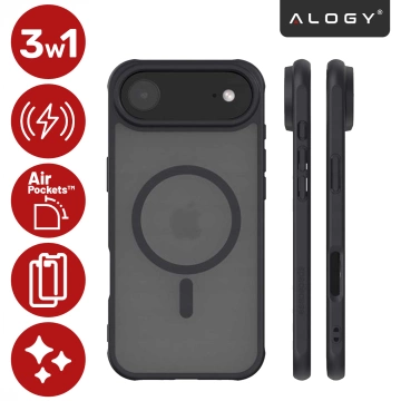Hülle für Apple iPhone 16 Pro Max Alogy MagSafe Hybrid Matte Case Matte Cover mit Linsenschutz Schwarz