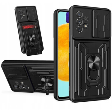 Alogy Camshield Ring Wallet Case mit Kameraabdeckung und Wallet für Samsung Galaxy A53 Black Glass