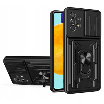 Alogy Camshield Ring Wallet Case mit Kameraabdeckung und Wallet für Samsung Galaxy A53 Black Glass