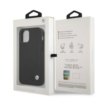 BMW BMHCP12LRCDPK Handyhülle für Apple iPhone 12 Pro Max 6.7" schwarz/schwarz Hardcase Leather Deboss