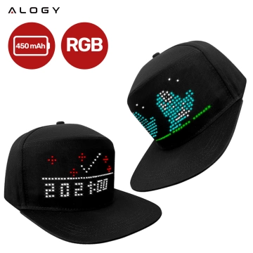 Czapka z daszkiem z oświetleniem LED RGB Piksele bluetooth Alogy PixelCap™ led telefon komórkowy sterowana aplikacją pixel Czarna