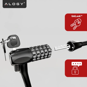 Fahrradschloss Fahrradschloss starkes Kabel 120cm Alogy Fahrradsicherheit mit Code-Kombinationsschlüssel schwarz