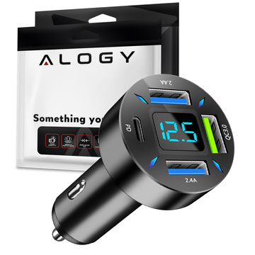 Alogy Autoladegerät 66W 3x USB 1x USB-C Typ C Schnellladung QC 3.0 PD