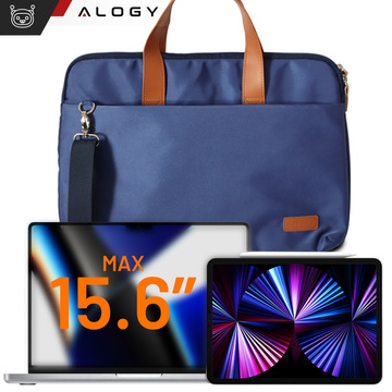 Umhängetasche für Herren und Damen, für Laptop, Tablet, 15,6 Zoll, Reisehülle aus Stoff, Alogy, Marineblau
