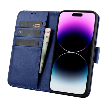 Etui na telefon iCarerWallet Case 2in1 do iPhone 14 Pro Max skórzany pokrowiec z klapką Anti-RFID