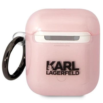 Schutzhülle für Kopfhörer Karl Lagerfeld für Airpods 1/2 Cover Pink/Pink Ikonik Choupette