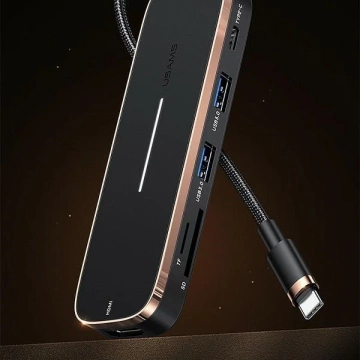 USAMS Adapter HUB 2xUSB USB-C HDMI Micro SD SD Czarny/schwarz SJ575HUB01 (US-SJ575)
