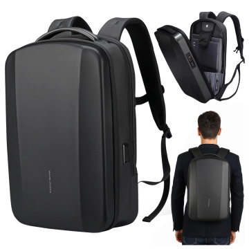 Mark Ryden 17,3"-Laptop-Rucksack, USB-Ladefunktion, wasserdicht, geräumig und praktisch, 180°-Öffnung, Diebstahlsicherung mit TSA-Schloss und Koffergurt, 46 x 31 x 9 cm – Schwarz