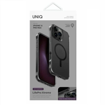 Etui UNIQ LifePro Xtreme für iPhone 16 Pro Max 6,9" Magclick Charging Schwarz/Geräuchert