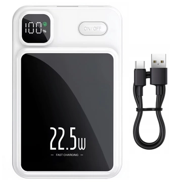 PowerBank Bezprzewodowy 10000mAh z Technologią MagSafe, Szybkie Ładowanie 22.5W PD20W, Kompaktowy i Magnetyczny, Alogy MagCharge™ – Biały