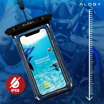 Etui wodoodporne Uniwersalne Alogy HydroShield™ IPX8 wodoszczelne uniwersalne do 6.5 Wodoodporna ochrona na plażę basen kajak Czarne