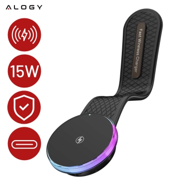 Alogy Kfz-Halterung für MagSafe mit 2-in-1-Induktionsladefunktion (15 W), Schwarz