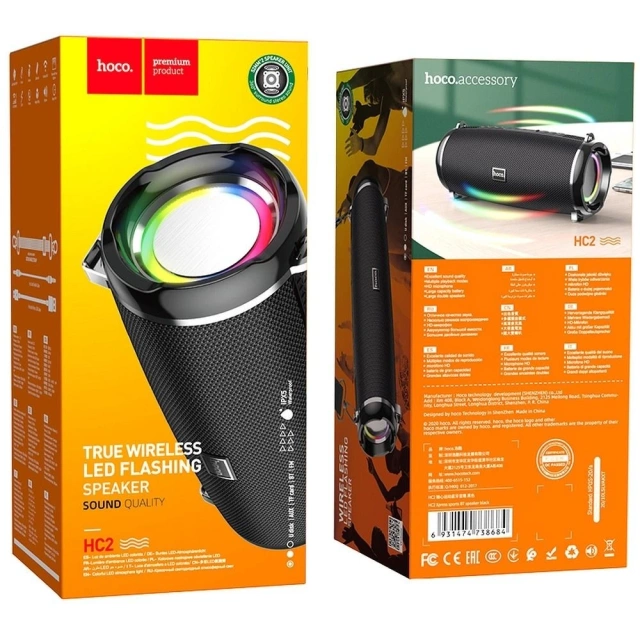 Głośnik Bluetooth LED HOCO HC2 2×5W 6h Czas Pracy Czarny