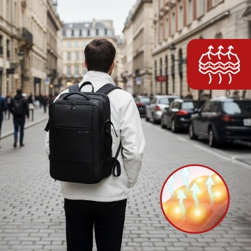 Pleacak wodoodporny Bange na laptopa miejski podróżny 46x30.5x20 cm z możliwością rozszerzenia do pracy samolotu męski damski z przegrodą próżniową + pompka próżniowa Czarny