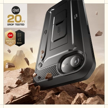 Etui Supcase Unicorn Beetle Pro iPhone 16e Schwarz mit Clip