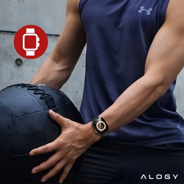 Hybridglas für Apple Watch 10 46 mm Alogy 3D-Glas mit schwarzem Rahmen